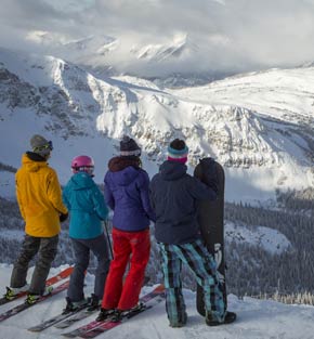 A group of skiers in Banff