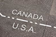 Canada USA sign on the road